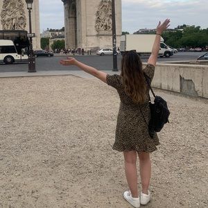 Women’s leopard print wrap mini dress.